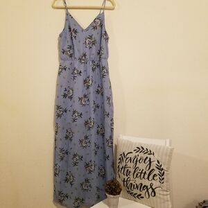 H&M Light Blue Floral Maxi Dress | Elegant Spring Wedding Prom Spaghetti Straps